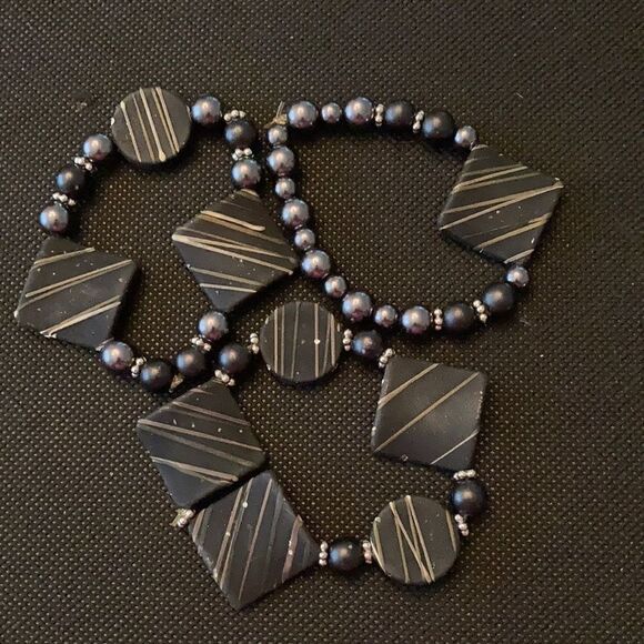 NWT Angelas Designs one of a kind Black and silver handmade bracelets - Picture 2 of 5